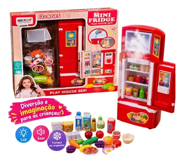 Mini Geladeira Mini Fridge Com Luz,som E Fumaça