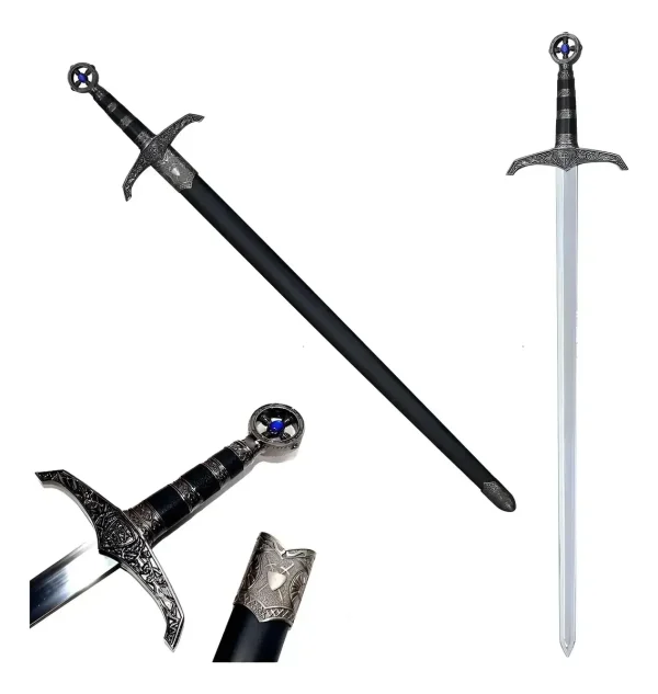 Espada  Medieval Robin Hood Templaria Com Bainha Prata