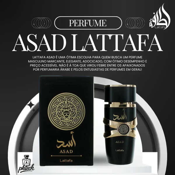 Perfume Árabe Asad Black Preto Lattafa Edp 100ml Masculino