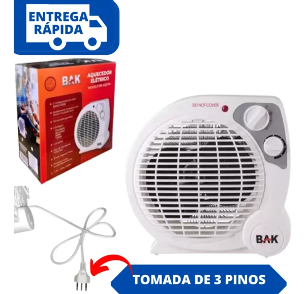 Aquecedor De Ar Elétrico Portátil 2 Em 1 Ventilação Inverno