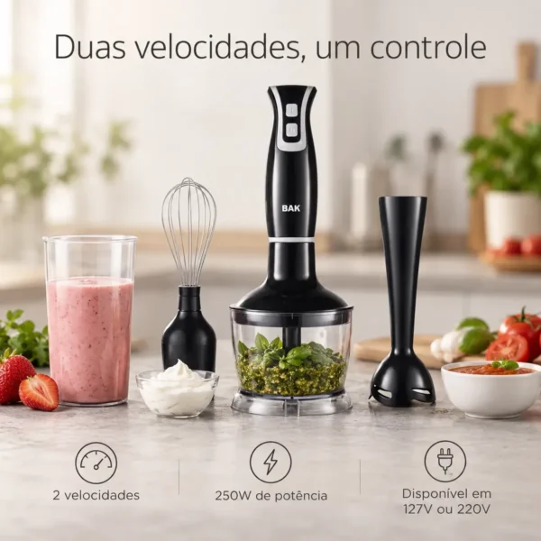Mixer Portátil  3 Em 1 250w Multifuncional Com Acessórios