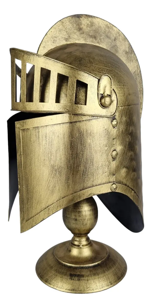 Capacete Cavaleiro Medieval Decorativo Metal Dourado
