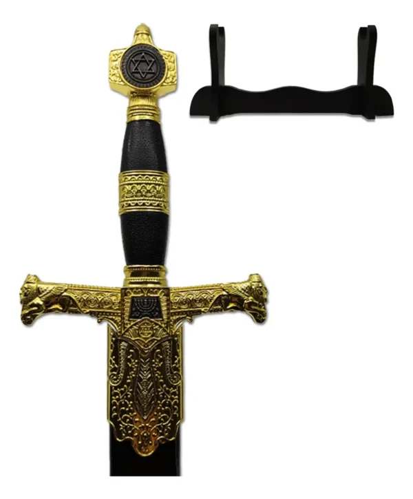Espada Rei Davi E Salomão Preta Com Ornamentos Dourados