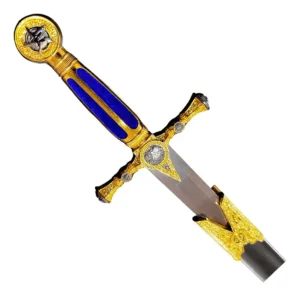Espada Medieval Maçônica Azul Com Suporte