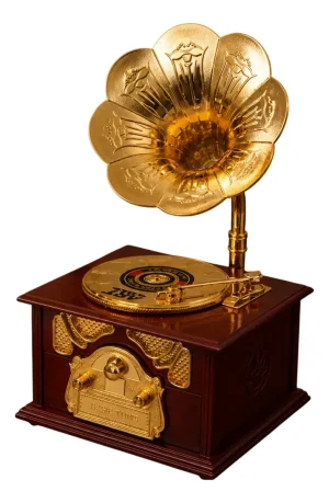 Caixa Decorativa Clássica Em Forma De Gramofone