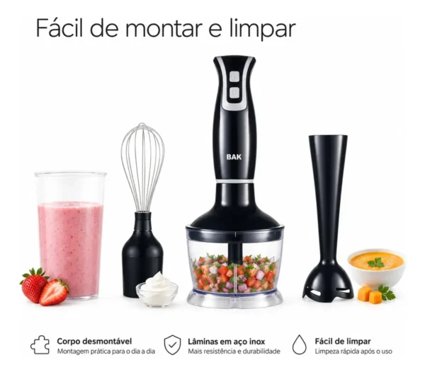 Mixer Portátil  3 Em 1 250w Multifuncional Com Acessórios