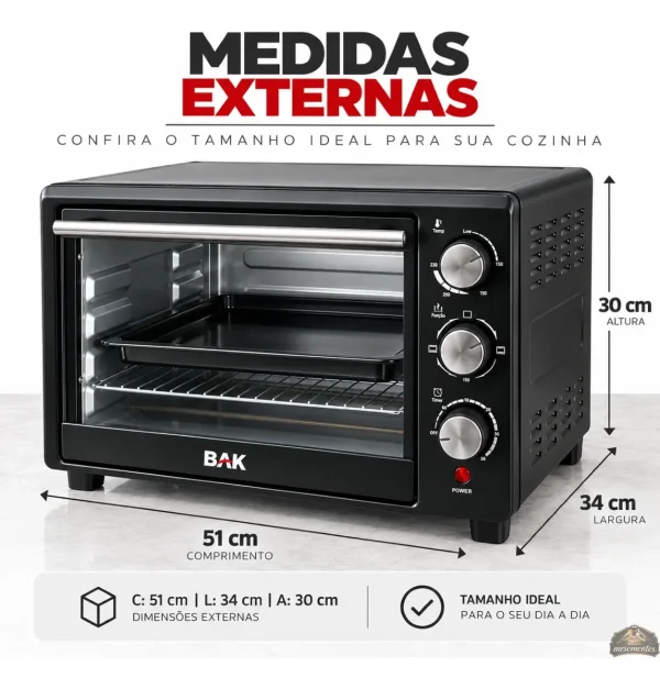 Forno Elétrico Compacto de Bancada 35 Litros 1600W Aquecimento Duplo