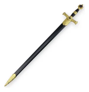 Espada Rei Davi E Salomão Preta Com Ornamentos Dourados
