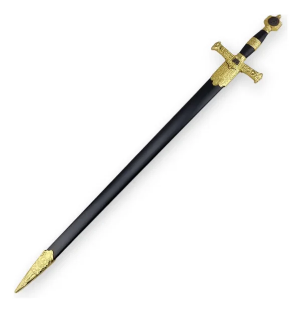 Espada Rei Davi E Salomão Preta Com Ornamentos Dourados