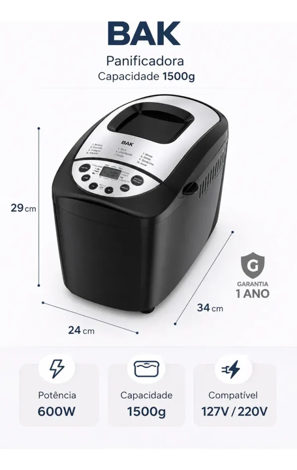 Maquina De Fazer Pão  Digital Automática Caseiro Panificadora  1500kg Rapido