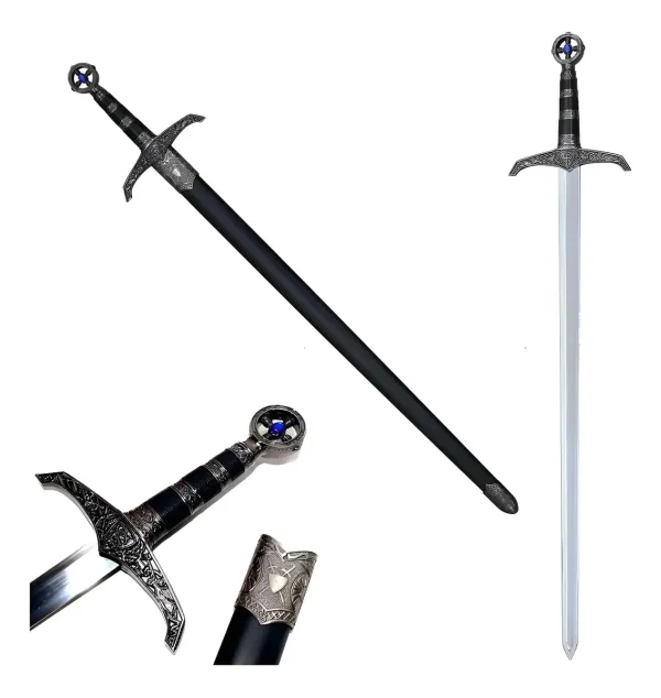 Espada  Medieval Robin Hood Templaria Com Bainha Prata