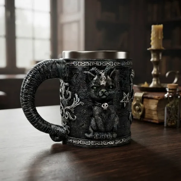 Caneca Gato Mágico 3D 400 Ml Inox