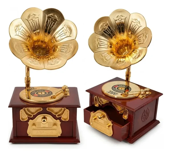 Caixa Decorativa Clássica Em Forma De Gramofone