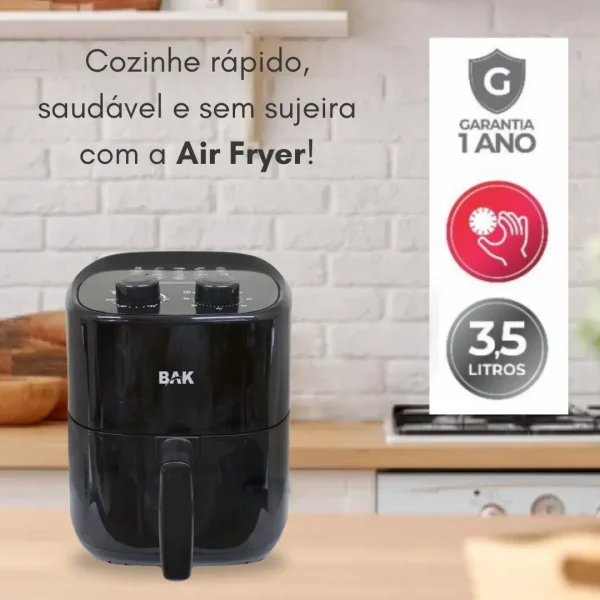 Air Fryer 3,5 Lt Fritadeira Eletrica Sem Óleo Cor Preta