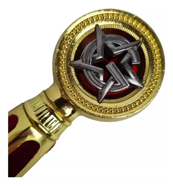 Espada Medieval Maçonaria Vermelha Com Suporte Parede