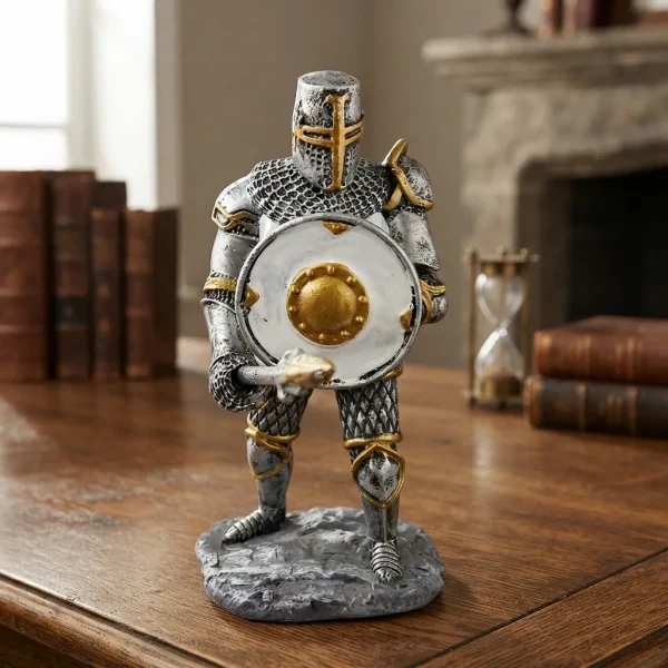 Estatueta Cavaleiro Templário Medieval Escudo