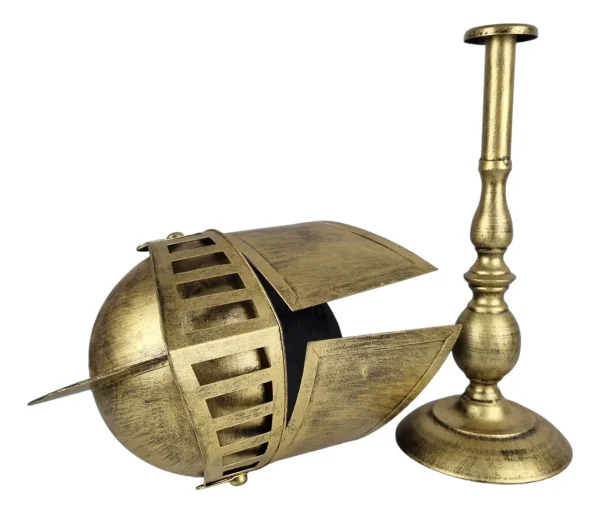 Capacete Cavaleiro Medieval Decorativo Metal Dourado