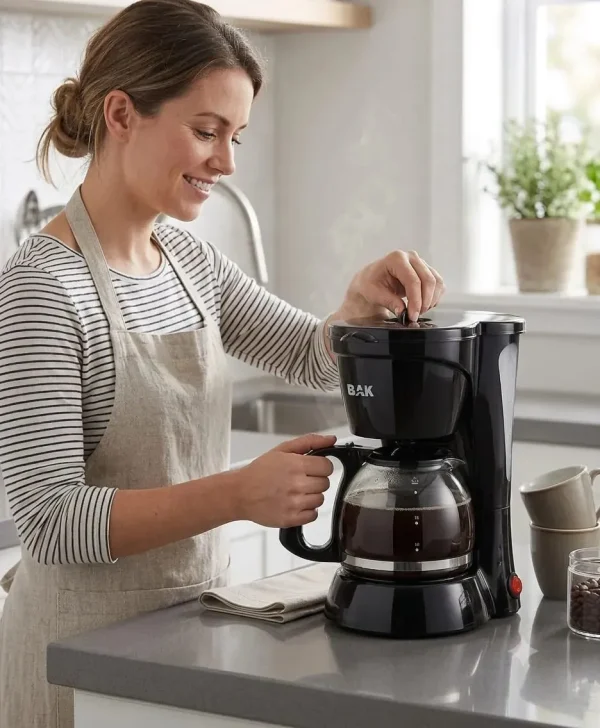 Cafeteira Elétrica Bak 650w Jarra De Vidro 18 Xícaras Cor Preto