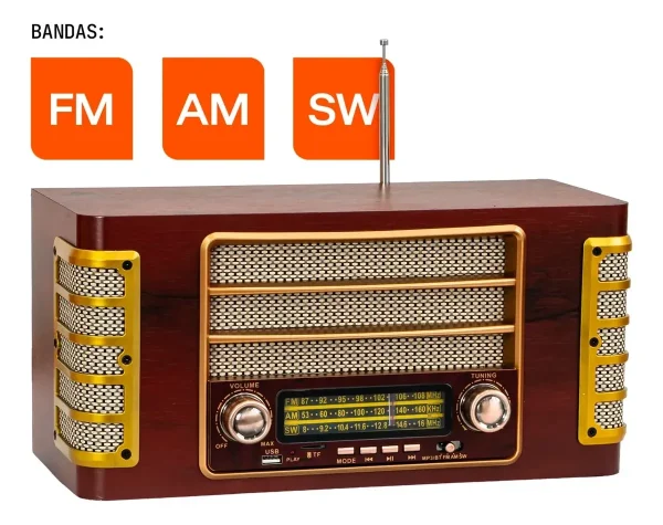 Rádio Am Fm Retro Vintage Antigo Mp3 Usb Pen Drive Bivolt