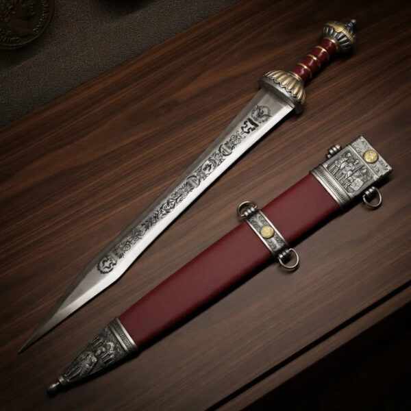 Espada Adaga Elite Romana Vinho Com Dourado 78 Cm