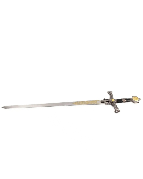 Espada Templária Rei Davi Salomão Cabo Preto Com Suporte