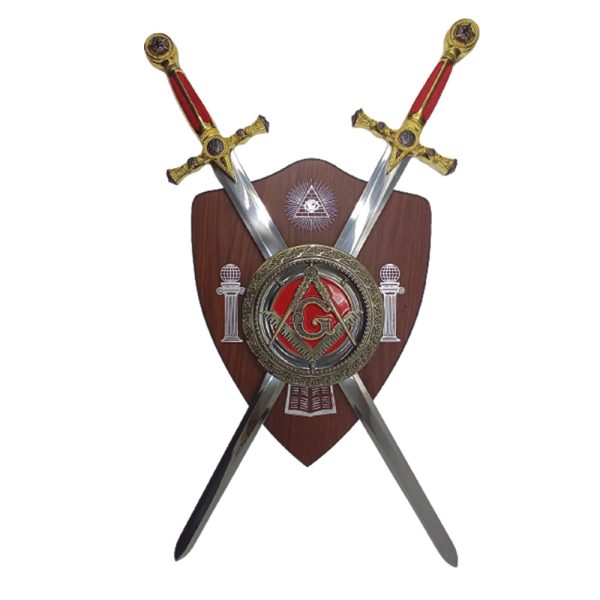 Maçonaria Brasão Com 2 Espadas E Suporte De Parede