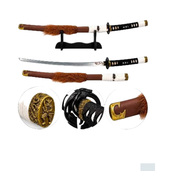 Katana Do Lobo Solitário Com Detalhe Autêntico Pelo De Lobo