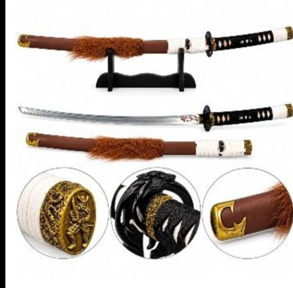 Katana Do Lobo Solitário Com Detalhe Autêntico Pelo De Lobo