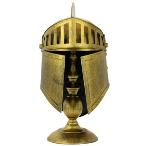 Capacete Cavaleiro Medieval Decorativo Metal Dourado