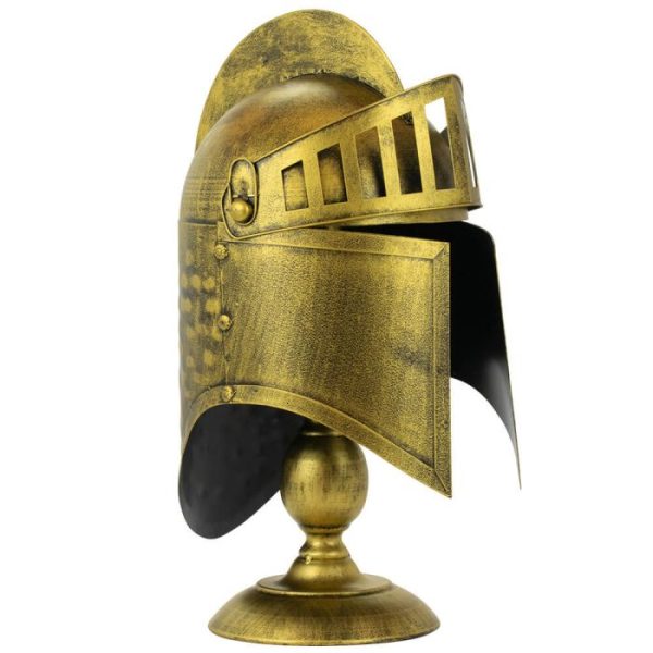 Capacete Cavaleiro Medieval Decorativo Metal Dourado